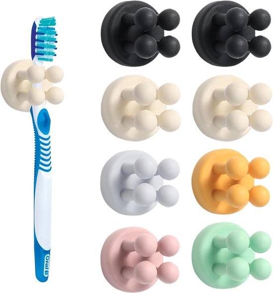 8er-pack Silikon-zahnbürstenhalter Rasiererhalter Für Bad Und Küche Mit Multifunktionshaken Wasserfester Selbstklebender Einzelzahnbürstenhaken