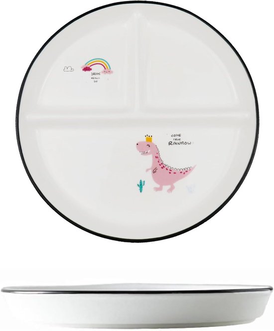 Allecto Plus Keramik-essteller Mit 3 Fächern Mikrowellen Und Spülmaschinenfest Ideal Für Picknicks Für Erwachsene Und Kinder Rosa Langlebig Und