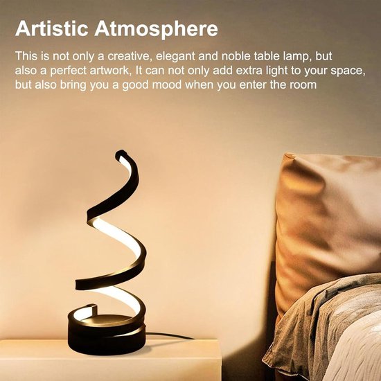 Led-tischleuchte Fürs Schlafzimmer Usb-betrieben Minimalistisches Design Spiralförmige Schreibtischlampe 3 Farben Stufenloses Dimmen