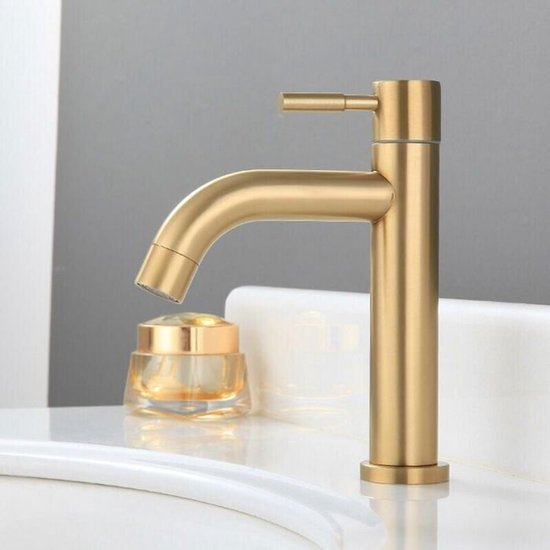 Einzelner Kaltwasserhahn Für Waschbecken, Edelstahl-badezimmerarmatur Mit Anschluss Für Die Arbeitsplatte.
