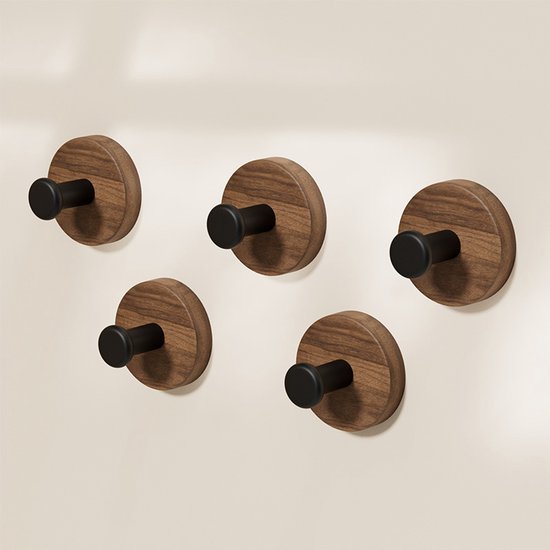 5 Massive Holzhaken Für Türen Und Rückwände Buchenholzhaken Nussbaumholzhaken Kein Bohren Erforderlich Multifunktionale Haken Farbe Cremeweiß
