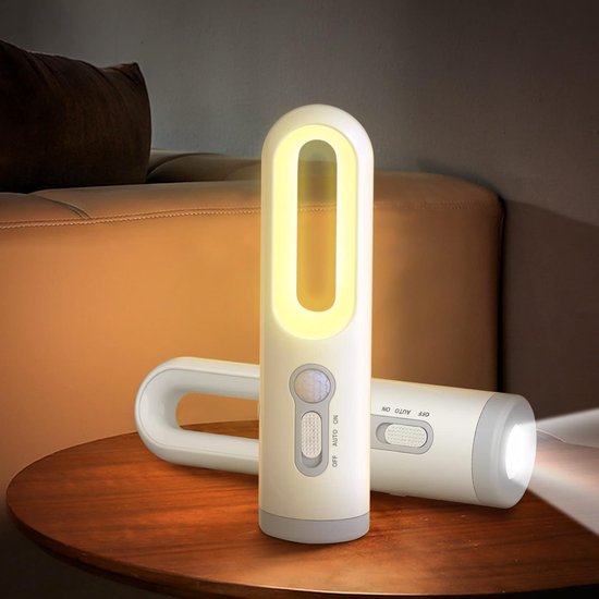 Wiederaufladbare Tragbare Led-nachtlampe Taschenlampe Im 2-in-1-design Mit Dämmerungssensor Geeignet Für Schlafzimmer Badezimmer Kinderzimmer Zum Weiß