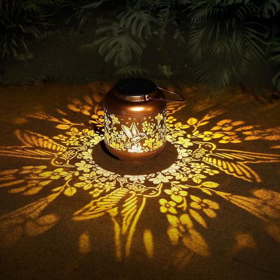 Solarlaterne Mit Kolibri-motiv Hängende Metall-außendekoration Wasserdicht Mit Led-beleuchtung Geeignet Für Gärten Terrassen Patios Rasenflächen