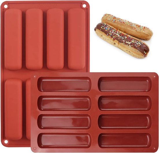 2er-pack Silikon-müsliriegel-backform 8 Mulden Rechteckige Energieriegelform Silikonform Antihaftform Für Muffins Schokolade Brownies Käsekuchen Rot