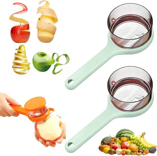 2 Stück Neu Mit Aufbewahrungsbox Spezieller Obstschäler Für Die Küche Obstschäler Mit Behälter Rutschfester Griff Und Doppelseitige Leicht Zu Stahl