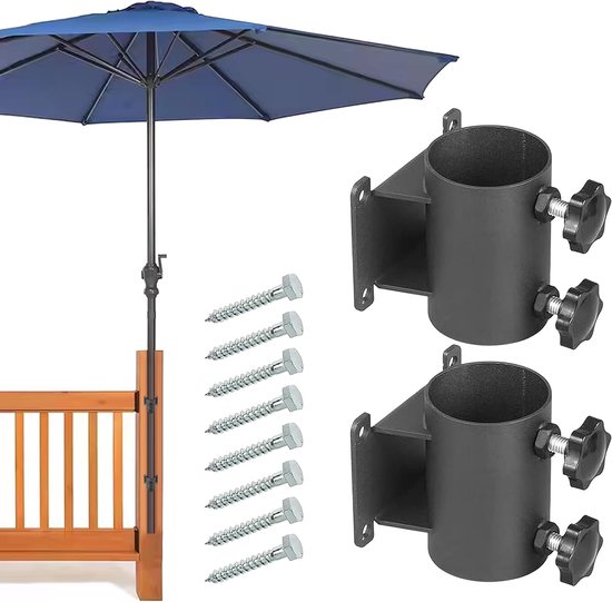2 Sonnenschirmhalter Für Die Terrasse – Robuste Sonnenschirmklemme Für Terrassengeländer