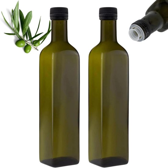 2 X 500 Ml Ölflaschen Mit Grün/braunem Glas-ölspender