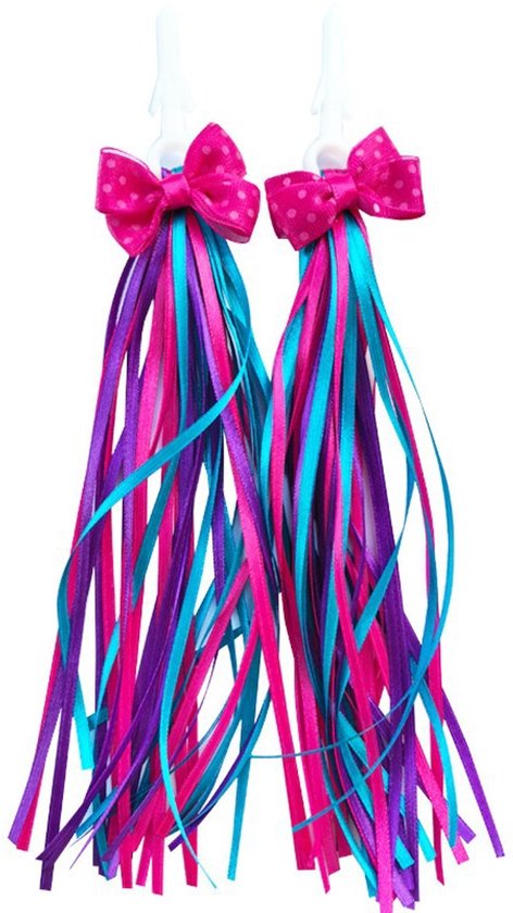 Set Mit 4 Fahrrad-wimpeln (2 Paar) Mit Gepunkteten Schleifen – Rosa/blau/lila-mix, Niedlich Für Kinderfahrräder