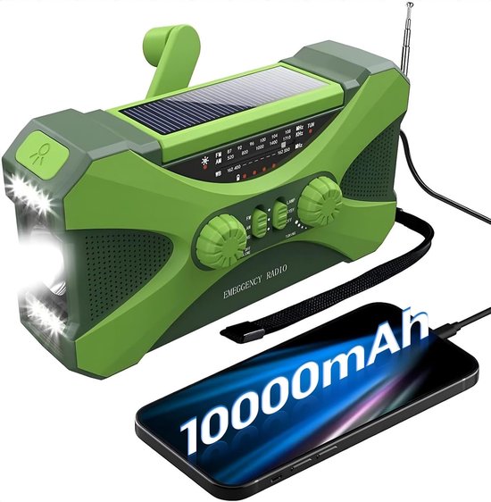 Notradio Manuelles Solarradio Tragbares Radio Am Fm-empfang Integrierter 10 000-mah-akku Sos-alarmfunktion Led-taschenlampe Tragbares Radio Ideal