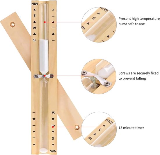 Sanduhr-timer – Badezimmer-sanduhr-timer – Holz – Wandmontage Und Drehbar – 15-minuten-countdown – Sauna-timer