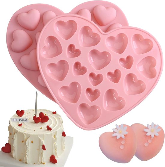 Zweiteiliges Herzförmiges Silikon-backform-set Geeignet Zur Herstellung Von Puddings Kuchen Bonbons Keksen Eiswürfeln Seife Gummibärchen Und
