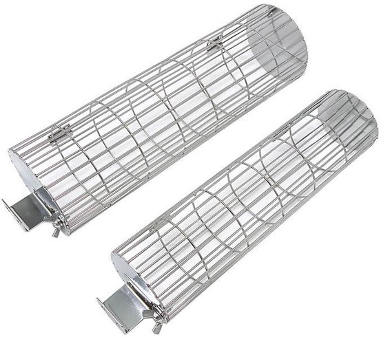 Grillbesteck-set – Rollbarer Grillkäfig Aus Edelstahl Für Den Außenbereich, 50,5 X 7,5 Cm