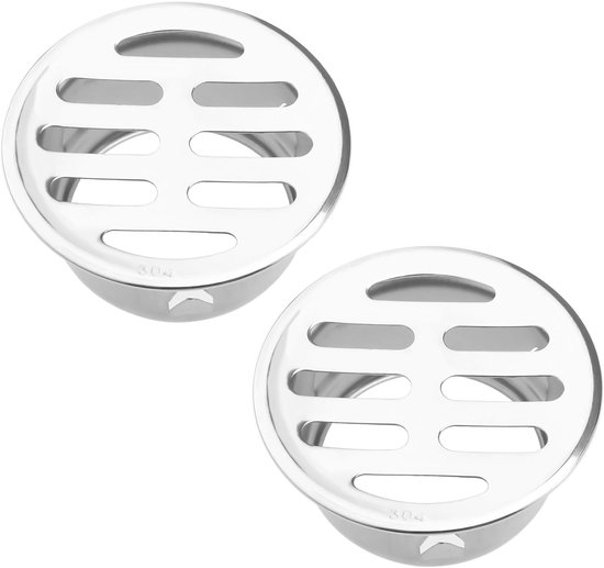 Bodenablauf – 2-teiliger Runder 50-mm-edelstahl-bodenablauf, Geeignet Für Die Entwässerung Im Außenbereich, Auf Dächern, In Küchen Und Badezimmern