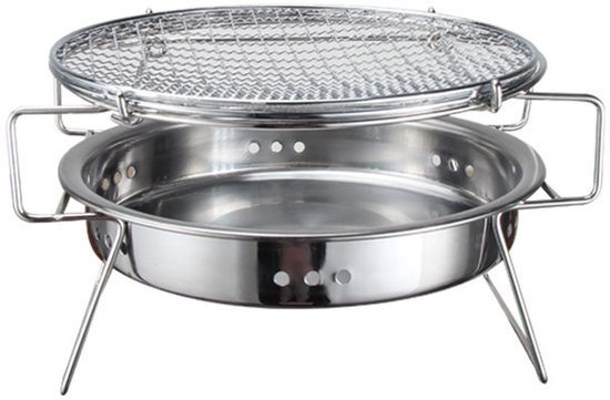 Grillbesteck-set – Mini-rundgrill Aus Edelstahl, Tragbarer Campinggrill 22 X 22 X 14 Cm