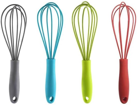 4-teiliger Silikon-schneebesen, 17 Cm Langer, Antihaftbeschichteter Mini-hand-schneebesen Zum Kochen, Backen, Mischen Und Rühren In 4 Farben