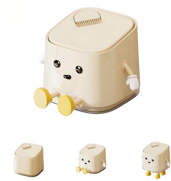 Mini-mülleimer Mit Deckel Und Bürste Kleiner Mülleimer Für Schreibtisch Bad Schlafzimmer Küche Auto Und Büro Quadratischer Mülleimer Hübscher Und