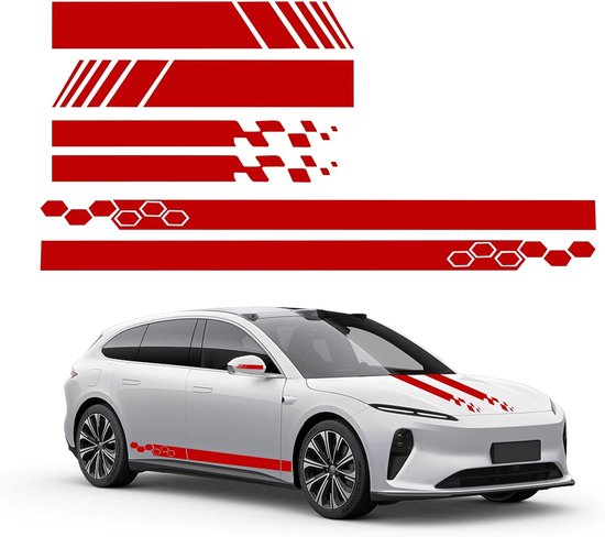 Aufkleber Für Motorhaubenstreifen Motorsport-vinyl-seitenstreifen Individuelle Autospiegelaufkleber Universelle Stil 1 Rot