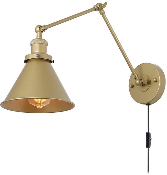 Wandleuchte Mit Ambientebeleuchtung Für Flur Und Treppenhaus, Moderne Verstellbare Wandleuchte In Gold.