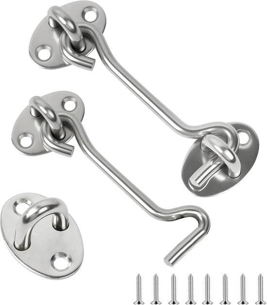 Türhaken Schuppentürhaken 4er-set 40 Cm Türverschluss Haken-riegel-verschluss Türhaken Aus Edelstahl Innentürschlösser Mit Befestigungsschrauben
