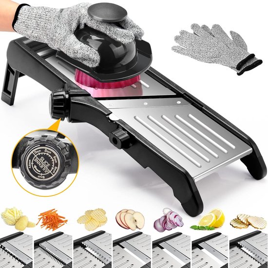 Küchenmandoline – Verstellbar, Edelstahl – 7-in-1-klinge