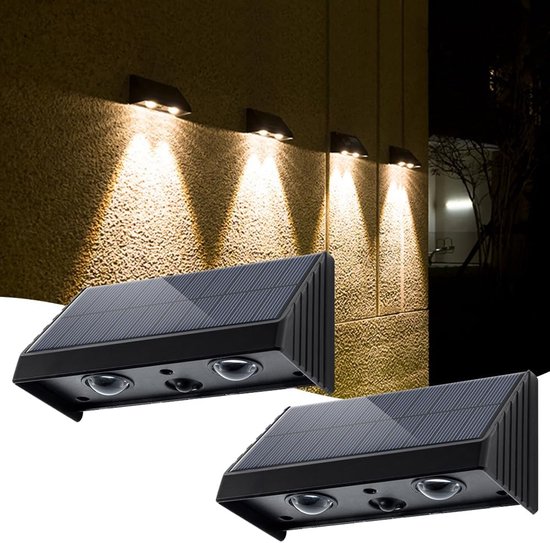 2er-pack Solar-außenleuchten, Solar-led-sicherheitsstrahler Für Den Außenbereich, Wasserdichte Solar-wandleuchten (ip65), Wasserdichte Gartenleuchten (ip65)