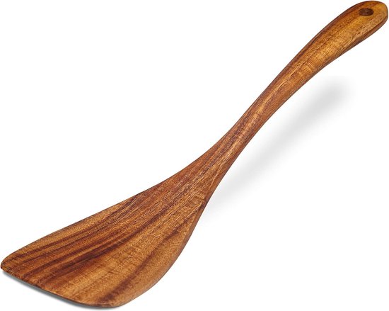 2-teiliger Holzspatel Antihaftbeschichtet Aus Akazienholz Gerader Langer Griff Flacher Pfannenspatel Handgefertigt Geeignet Als Geschenk Für Zum