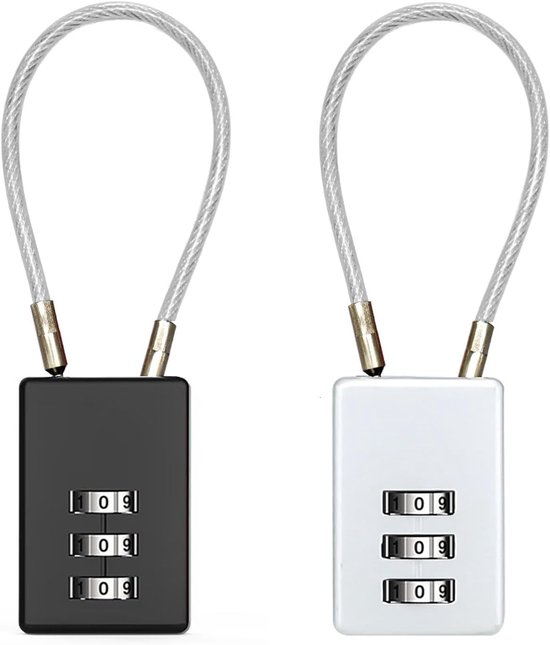 Gepäckkombinationsschloss, 2-teilig – 3-stellig, Für Koffer (schwarz, Grau)