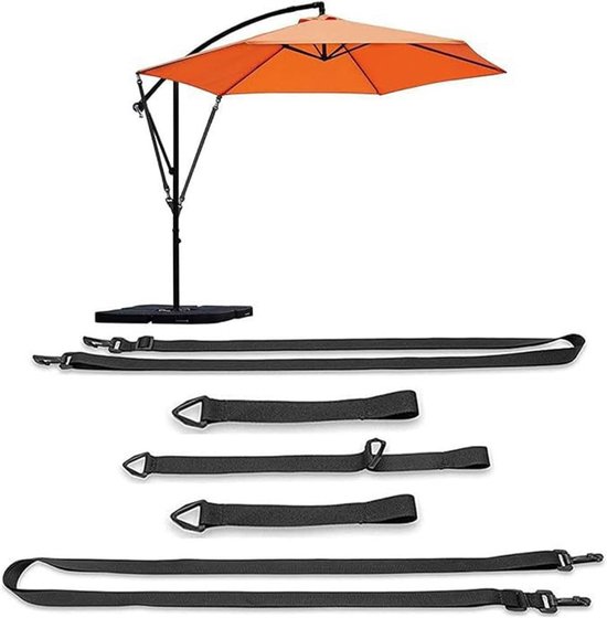 Set Mit 5 Sonnenschirm-windschutzbändern Mit Karabinerhaken – Verstellbare Gurte Für Schwimm- Und Balkonschirme
