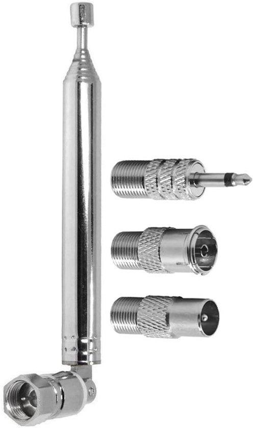 Allecto Plus – Teleskop-antenne Für Fm/dab-radio, 76 Cm, F-stecker, 3-teilig, Konverter Für Radio, Tv Und Av