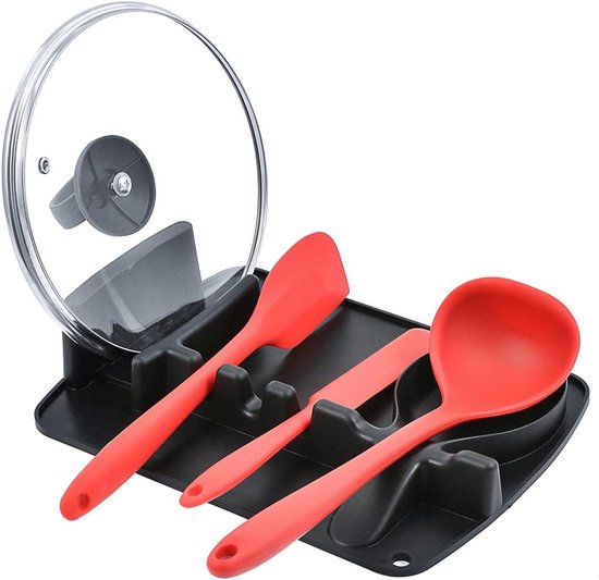 Silikon-löffelhalter Topfdeckelhalter Küchenutensilienhalter Kochlöffelhalter Deckelhalter Besteckhalter Küchenregal Topfdeckel Schwarze