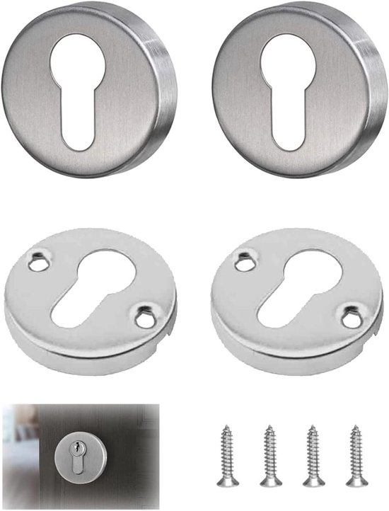 Allecto Plus - Schlüsselrosetten-set Aus Edelstahl Für Innentüren - Silber (4 Schrauben Enthalten)