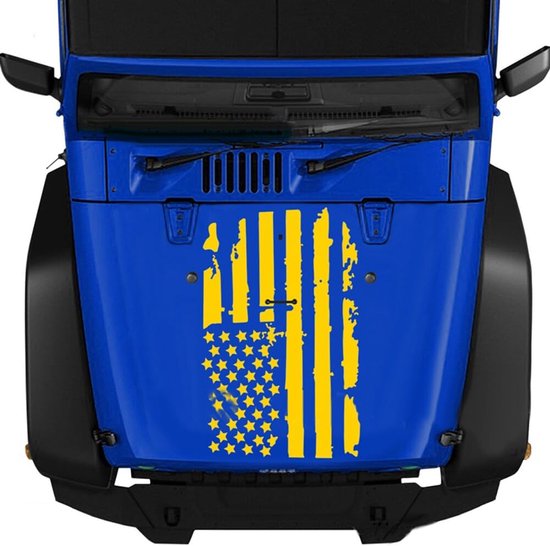 Aufkleber Mit Amerikanischer Flagge Für Die Motorhaube – Vinyl-autoaufkleber, Wasserfester Auto-tuning-aufkleber – 90 X 51 Cm, Gelb