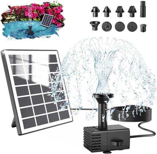Solar-gartenbrunnen, Klein, Verbesserte Ausführung, Aus Glas, Mit Solar-teichpumpe, 3 M Kabel Und 10 Solardüsen, Gartenteichbrunnen, Brunnen, Vogeltränke