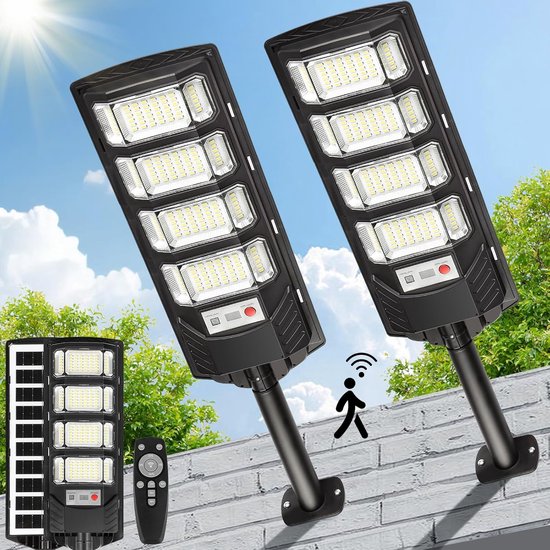 Solarbetriebene Led-flutlichter Für Den Außenbereich 2 Wasserdichte Solarstraßenleuchten Mit Dämmerungsschalter 12 000 Lumen Wandmontage Und Für