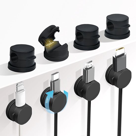 360 Drehbarer Kabelclip 10-teiliger Kabelorganizer Mit Federmechanismus Kabelmanagement Für Den Schreibtisch Selbstklebender Ladekabelhalter Für