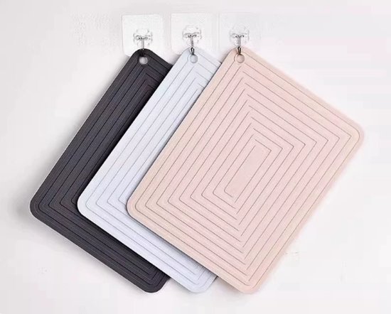Set Mit 3 Großen Silikonuntersetzern (23 X 29 Cm), Hitzebeständig, Rutschfest Und Wasserabweisend, In 3 Modernen Farben, Für Küche Und Tisch