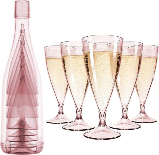 5 Transparente Champagnerflöten Aus Kunststoff 155 Ml Elegante Wiederverwendbare Champagnergläser Aus Kunststoff Champagnerbecher Geeignet Für Rosa