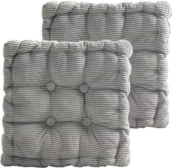 Outdoor-sitzkissen, 2er-set Stuhlkissen 45x45cm, Dicke Bodenkissen, Outdoor-sitzkissen Für Sofa Und Gartenstuhl (quadratisch, Hellgrau)