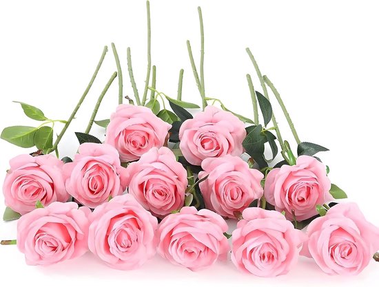 12 Künstliche Rosen 53 Cm Lange Künstliche Rosen Mit Einzelnen Langen Stielen Realistische Künstliche Blumen Für Brautsträuße Dekoration Für Und Rosa