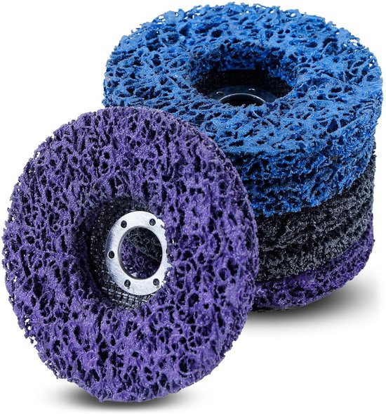 6-teiliges Csd-schleifscheiben-set (125 Mm) Zum Reinigen, Entfernen Von Metallischen Verfärbungen, Oxidation Und Rost. Farben: Lila, Blau, Schwarz.