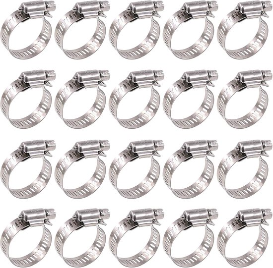 20 Teiliges Schlauchschellen Set Schlauchschellen 10 16 Mm Schellen Set Für Gartenschläuche, Abflussschläuche Oder Duschschläuche Silber Edelstah