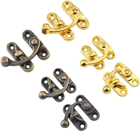 Set Mit 6 Antiken Vorhängeschlössern Spannverschlüssen Retro-verschlüssen Schnellverschlusshaken Riegeln Möbelriegeln Holzkästchen Und