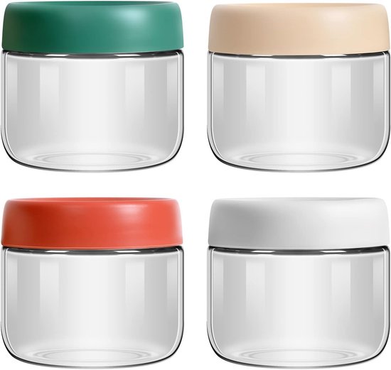 Set Mit 4 Overnight-oats-gläsern 300 Ml Wiederverwendbare Glasbehälter Mit Schraubverschluss Aufbewahrungsgläser Aus Borosilikatglas Geeignet Für