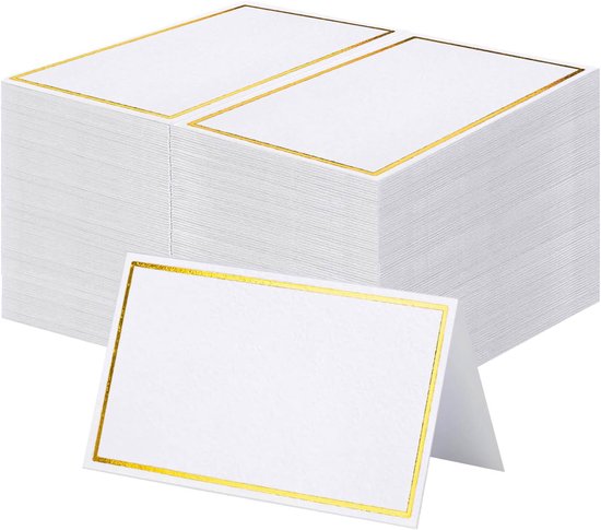 120 Hochwertige Tischkarten Kleine Tischkarten Mit Goldfolienrand 5 X 9 Cm Große Tischaufsteller Platzkarten Namenskarten Tischkarten Für Tische