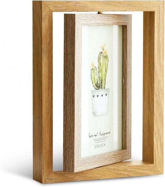 Bilderrahmen 10x15 360 Drehbar Doppelseitig Für 2 Fotos Holzrahmen Mit Acrylglas Ideal Für Hochzeiten Zuhause Als Geschenk Für Tisch Oder Wand