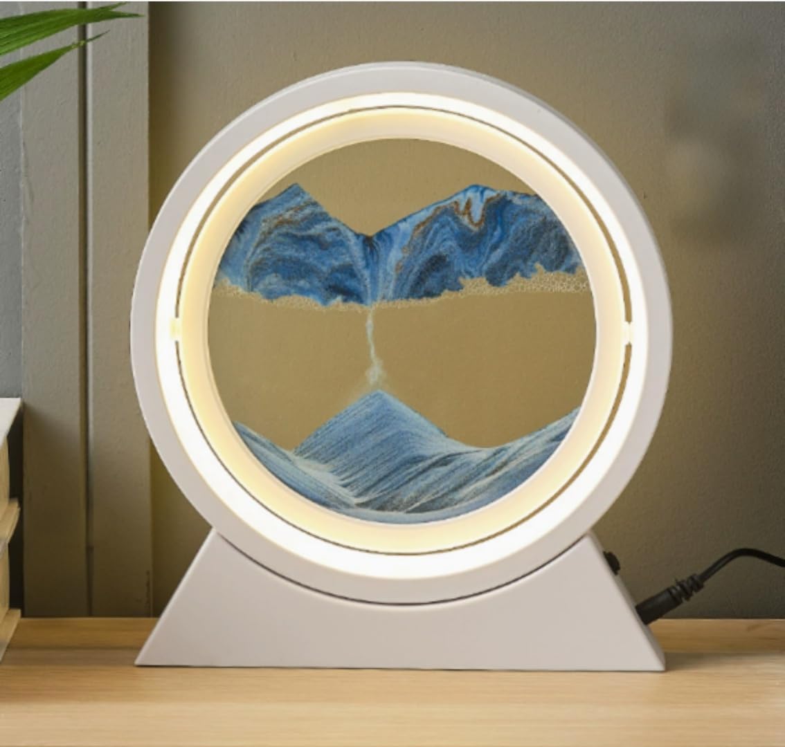 Led-lampe Mit Beweglichem Sandeffekt – 3d-sandmalerei Mit 360° Drehbarem Design, Dekorative Tischlampe Für Zuhause, Büro, Schlafzimmer Und Als Geschenk (blau)