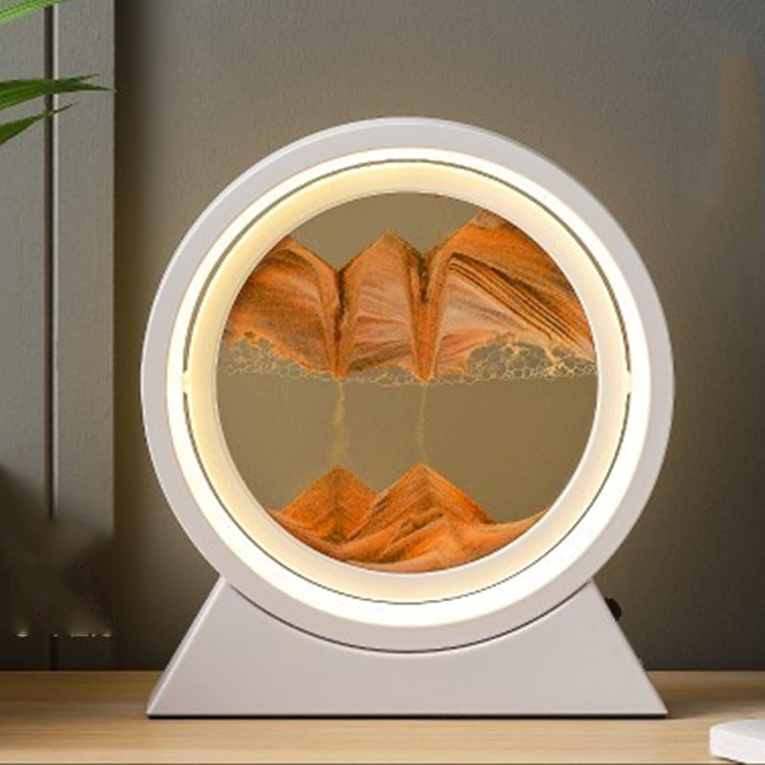 Sandlampe, 3d-treibsandkunst, Dynamische Runde Glassandlandschaft, Led-innenbeleuchtung, Sandkunst-schreibtischlampe, Bürodekoration