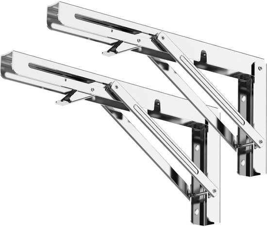 Klappbarer Ständer 300 Mm – Klappbares Regalgestell – Max. Belastung 120 Kg – Edelstahl – Klappbarer Konsolenständer – Wandregalständer – 2 Stück