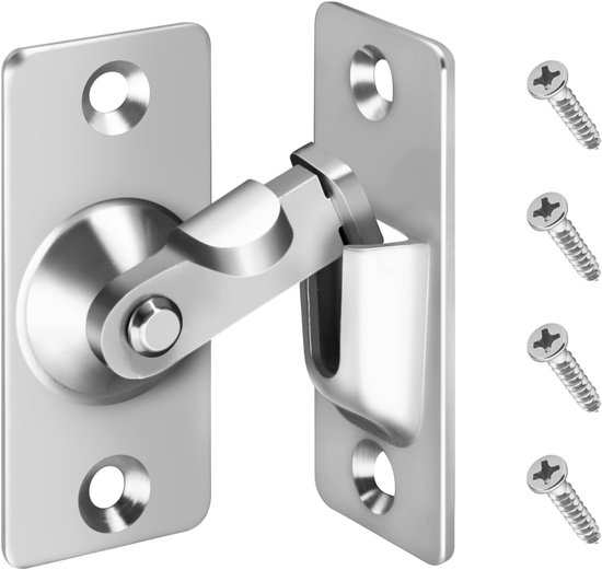 Möbelschlösser - 5 Stück 90-grad-türschlösser, Präzisionsgegossene Edelstahl-schiebetürriegel Mit 4 Schrauben (silber)