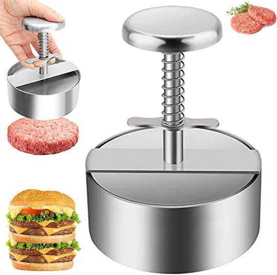 Hamburgerpresse Verstellbare Hamburgerpresse Aus Edelstahl Antihaftbeschichtete Pfanne Zur Zubereitung Von Hamburgern Bpa Frei Zum Grillen Silber